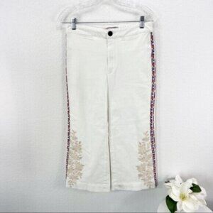 Johnny Was White Cropped with Embroidered